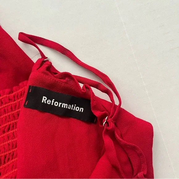 Reformation Cassandra Dress Cherry Red - Picture 4 of 9